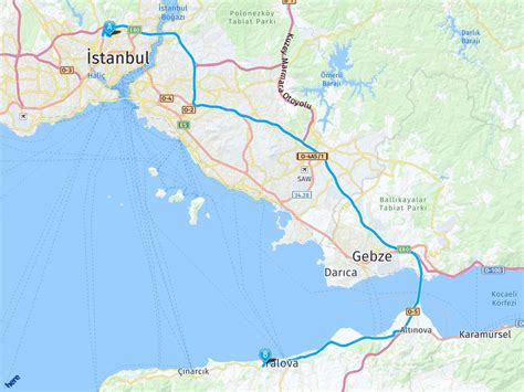 istanbul yalova deniz yolu kaç km